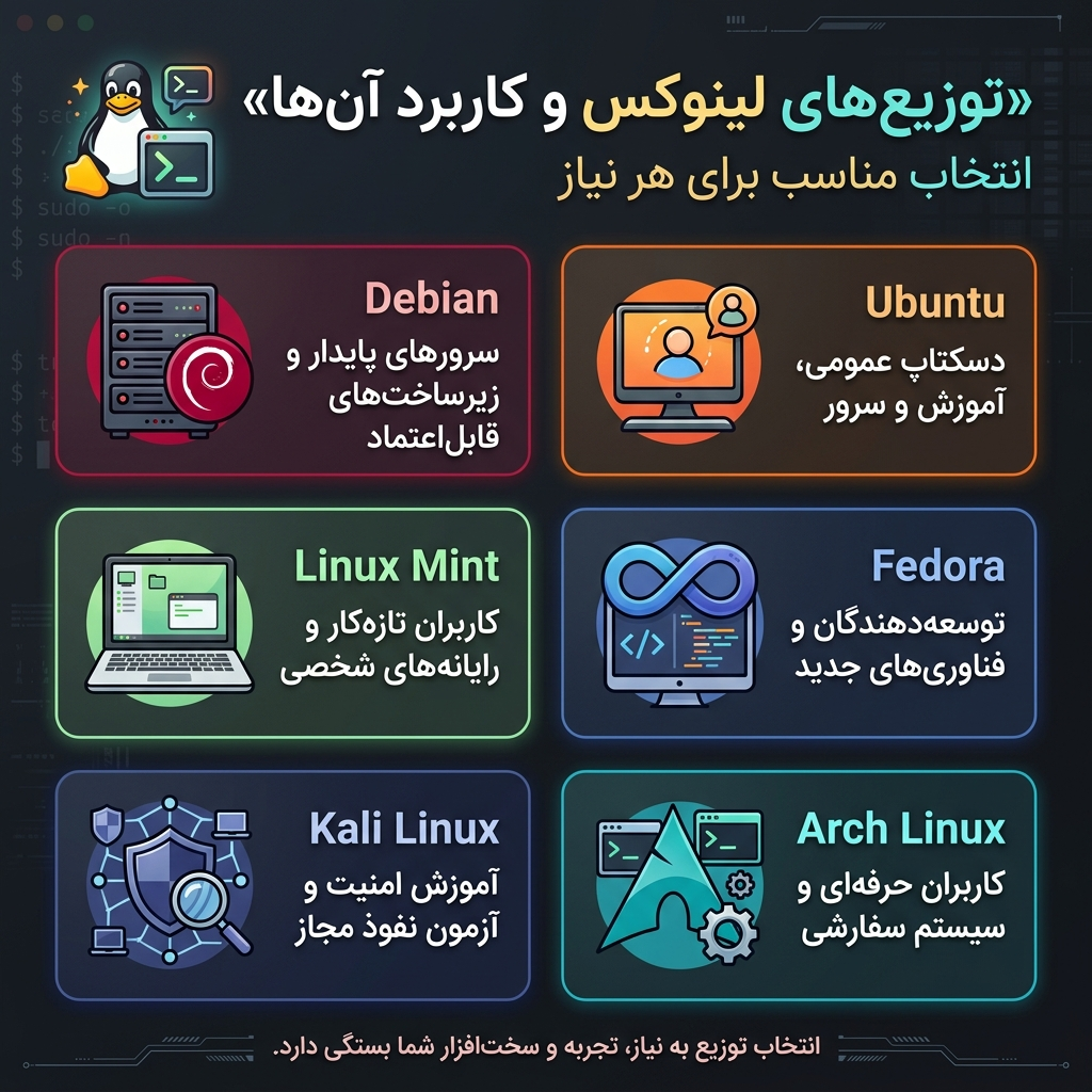 انواع توزیع های لینوکس